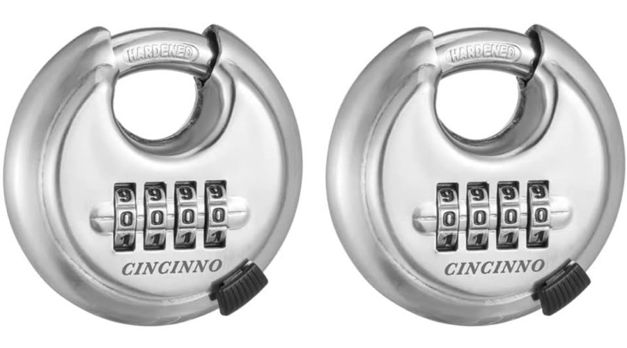CINCINNO’S 2 Packs 4 Digit Combination Locks Stainless Steel Disc Lock Combo