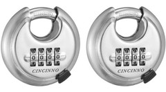 CINCINNO’S 2 Packs 4 Digit Combination Locks Stainless Steel Disc Lock Combo