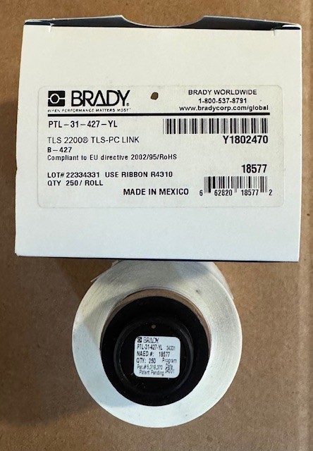 BRADY B-427 Yellow/Translucent 18577 PTL-31-427-YL 1″ x 1.5″ 250/Roll Ships FREE