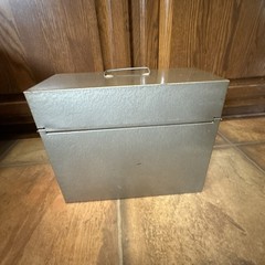 VTG Metal File Box & Key Lock Excelsior USA 12.5 x5.5×10 Gray Steel