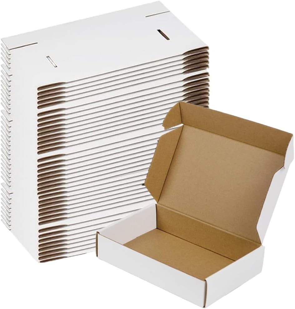 NEW 9X6X2 Shipping Boxes Set of 50, White Small Corrugated Cardboard Box US SHIP