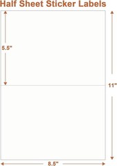 Versatile Half Sheet Labels (50 Total) – Strong Adhesive & Printer Compatible