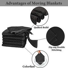 Moving Blanket Heavy Duty 40x 72 Moving Pads for Furniture Protection Quilte