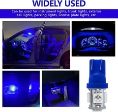 10PCS 194 LED Bulb, 6000K Cool White T10 168 W5W 2825 5SMD 5050 Ch Color: Blue