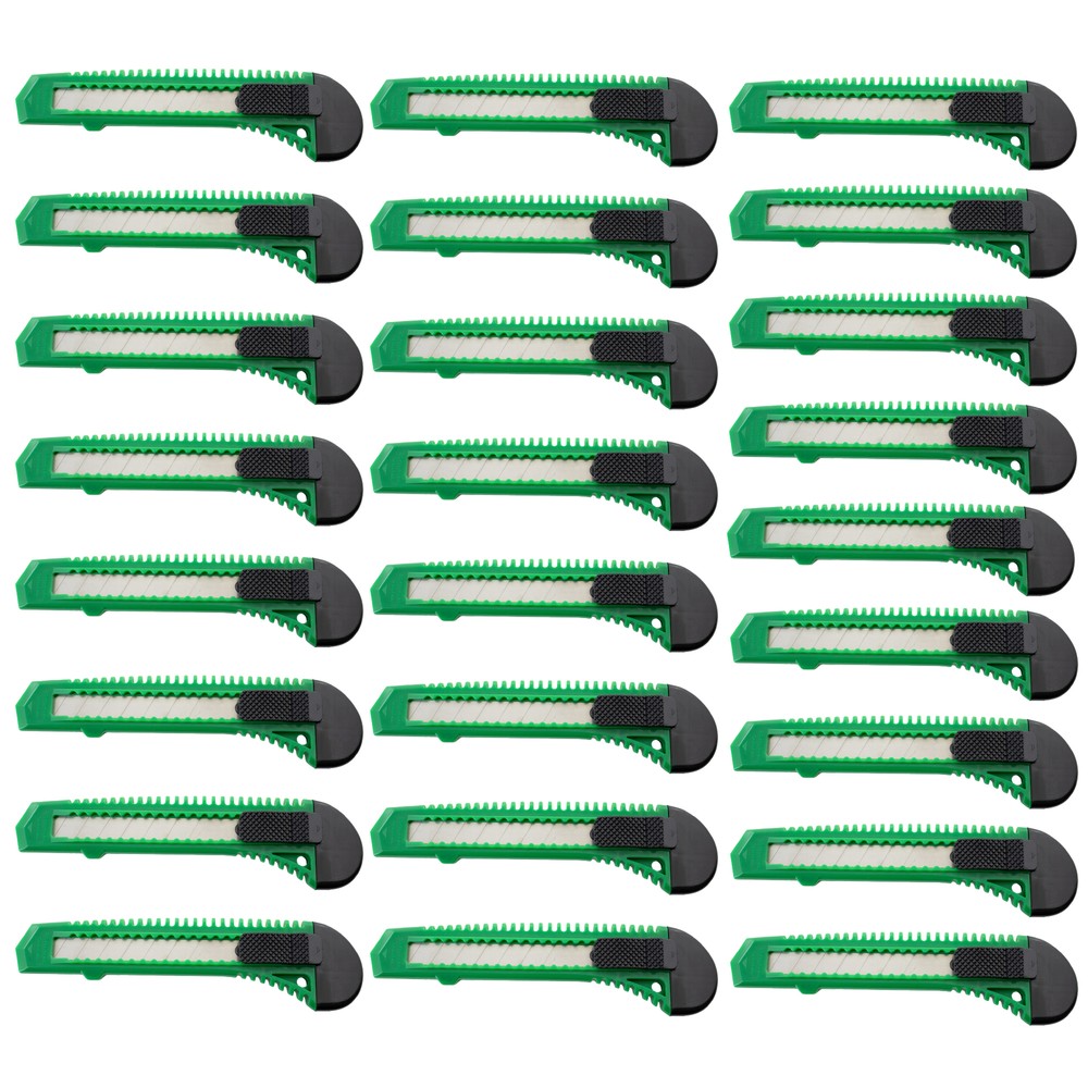 25 Safety Box Cutter Utility Knife Tool Retractable Snap off Razor Blade GREEN