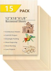 15 Pack Basswood Sheets for Crafts 12x18x1/8 Inch 3mm 12 x 18 x 1/8 inches