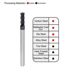 3.5mm Dia 4mm Shank HRC45 Carbide AlTiN Coated 4 Flute Square Nose End Mill 2pcs