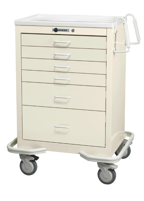 AliMed® Standard Series 6-Drawer Anesthesia Procedure Cart with Push-Button Lock