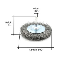 3 Inch Wire Wheel Brush 1/4 Inch Shank – Fine Crimped Wire 4500 RPM – S1863