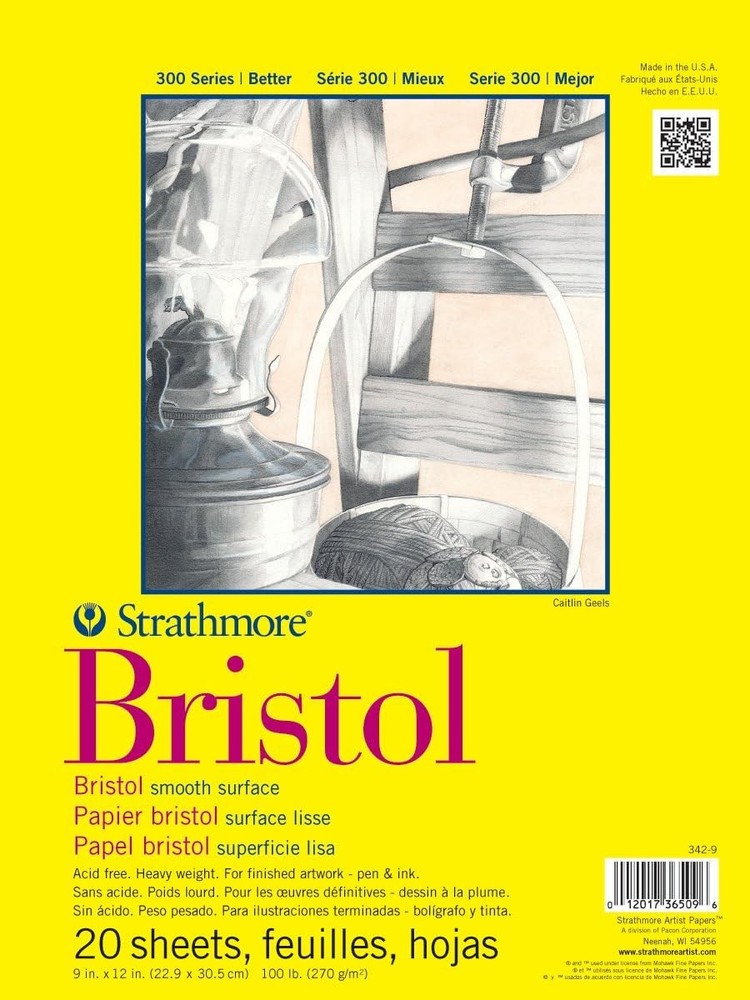 300 Series Bristol Paper Pad, Smooth, Tape Bound, 11×14 inches, 20 Sheets