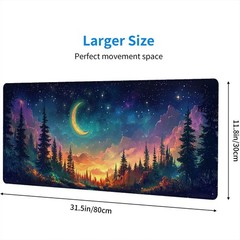 Moon Night Desk Pad Starry Sky Forest 31.5 x 11.8 inches,