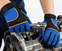 Mens Work Gloves Synthetic Leather Palm Padded Safety Gloves Black Blue S to XXL