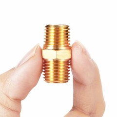 4pcs Solid Brass Hex Nipple 1/4″ x 1/4″ NPT Male Thread Pipe Fitting Adapter