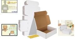 Versatile White Corrugated Cardboard Boxes 12x10x4 – Eco-Friendly 15-Pack