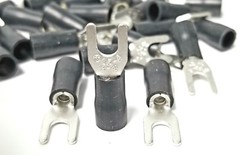 100pcs BLACK FORK SPADE TERMINAL 14-12GA #8 VINYL INSULATED CRIMP WIRE CONNECTOR