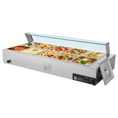 Uimoso Commercial Food Warmer 10-Pan 1700W Buffet Bain Marie with Glass Lid