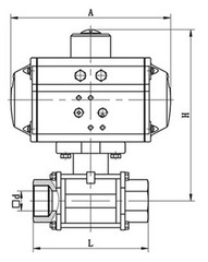Three-Piece 2 Inch Pneumatic Actuated Ball Valve Double Acting Globe Threaded 30
