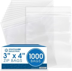 3” X 4” 1000 Count 2 Mil Clear Reclosable Zip Plastic Poly Bags with Resealab…