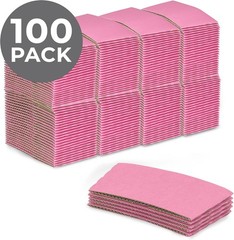 100 Pack] Pink Coffee Cup Sleeves Disposable for Hot Drinks, Durable Corrugated