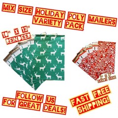 35 Poly Mailers Two Mix Size Christmas Variety Pack Shipping Envelopes