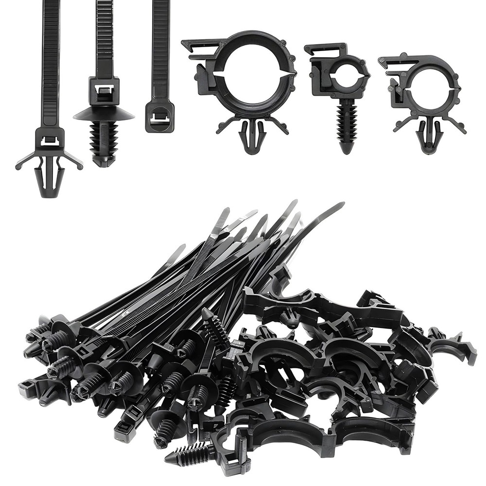 150PCS Push Mount Cable Zip Tie with Car Wire Loom Routing Clips, Nylon Engin…