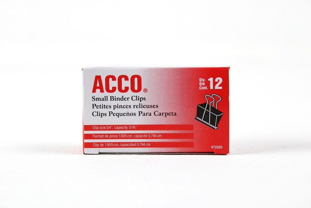 Acco 72020 Acco Small Binder Clips 24-Count, Size 3/4″ Capacity 2PACK OF 12