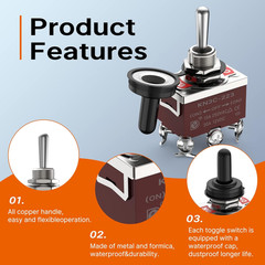 Joinfworld Momentary Toggle Switch 12V DC 3 Way 30 Amp DPDT 6 Pin (On)-Off-(On)