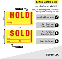 VERSA-TAGS Jumbo Hold/Sold Tag 8 x 4 inch Merchandise Tag – Quantity 250