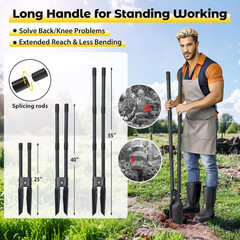 Post Hole Digger Tool, Heavy Duty Post Hole Digger with 55 Inch Handle, Dual Sha