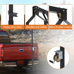 500LBS Hitch Mount Deer Hoist with Winch Gambrel & 360° Swivel Lifting Platform
