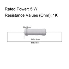 10 Pack 5W 5 Watt Metal Oxide Film Resistor 1K Ohm ±5% Tolerance