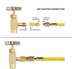 3pcs R134A Can Tap &Tank Adapter & Valve Core Remover Valve Dispenser Golden Kit