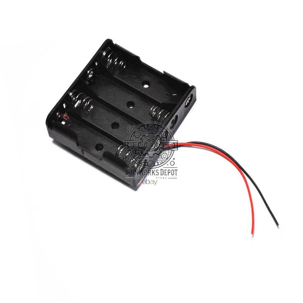 1PCS Plastic Battery Storage Case Box Holder For 4 X AA 4xAA 2A 6.0V wire leads