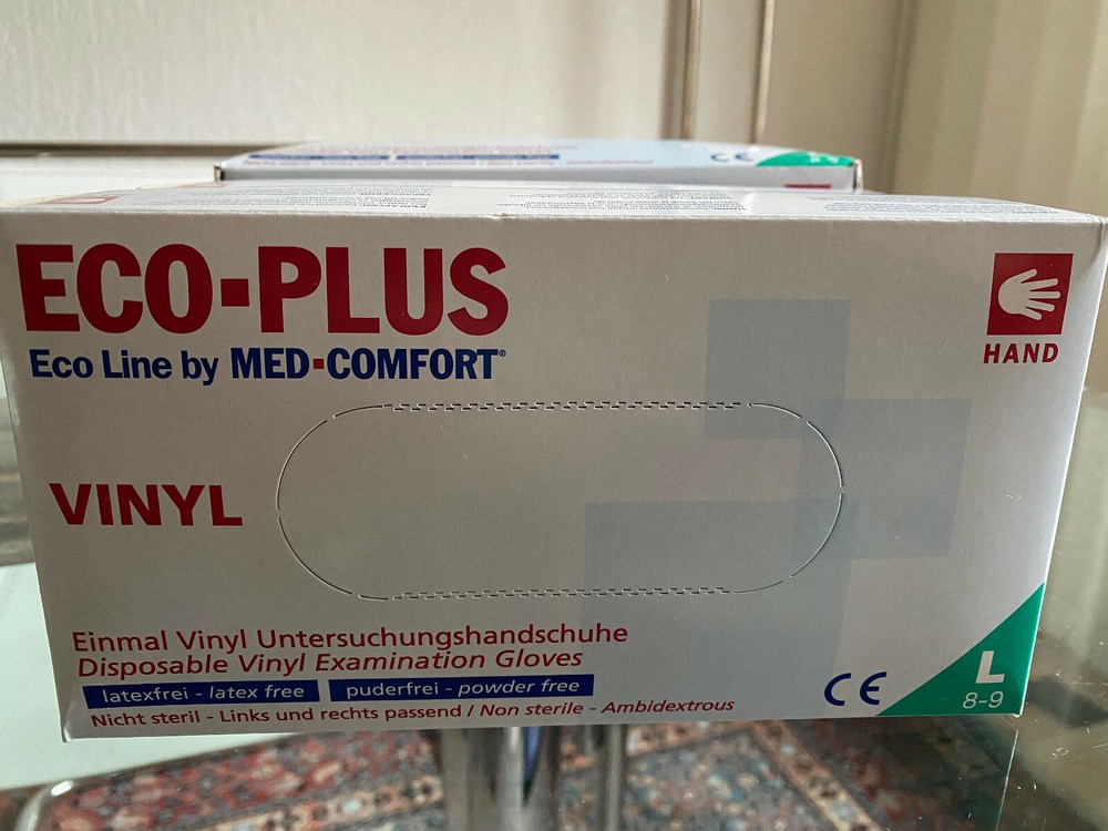 ECO-PLUS Eco Line by MED Comfort, Vinyl Hygienic Glove, Size L (8-9) NEW