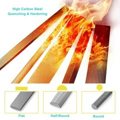 3 pcs Metal File Set, 8-inch,Professional High Carbon Steel 8 inch, Yellow