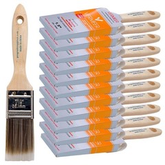 12-Pack – 1.5″ Flat Brushes for All Latex and Oil Paints & Stains