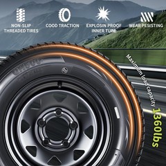 2-Pack ST175/80D13 Trailer Tire Rim 5 Lug 4.5 PCD Load C 6PR Black