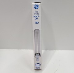GE CFL Light Bulb 13W Cool White 700 Lumens GX23 2‑Pin Plug‑In 7.1″ 1‑Pack New