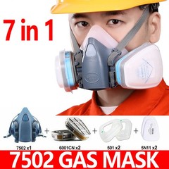 7 in1 7502 Painting Spray Half Face Gas Mask Chemical Epoxy Resin Respirator PPE