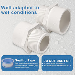 1.5 Inch Male Thread PVC Fittings White 2-Way PVC Pipe Coupling Adapter Connecto