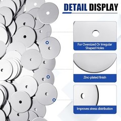200 Pcs 1/4″ x 2″ Zinc Fender Washers – 2mm Thick for Wood & Wet Use