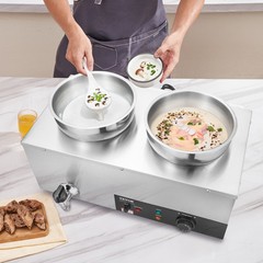 VEVOR Commercial Soup Warmer Soup Station with 2*7.4Qt Pot Soup Kettle Warmer
