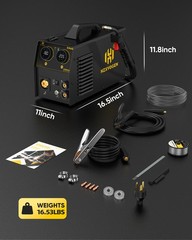 HZXVOGEN MIG Welder for Alu/Iron/Steel, 205A 5in1 110V 220V MIG Welding Machine