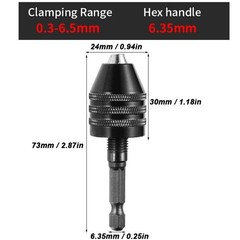 1/4″ Hex Shank Keyless Drill Bit Quick Change Driver Chuck Conversion Adapter