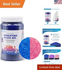 2 LBS Blue to Pink Indicating Silica Gel Beads, Reusable Silica Gel Desiccant…