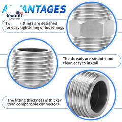 304 Stainless Steel Pipe Fitting, Hex Nipple 3/4″ NPT Male X 3/4″ NPT Male Threa