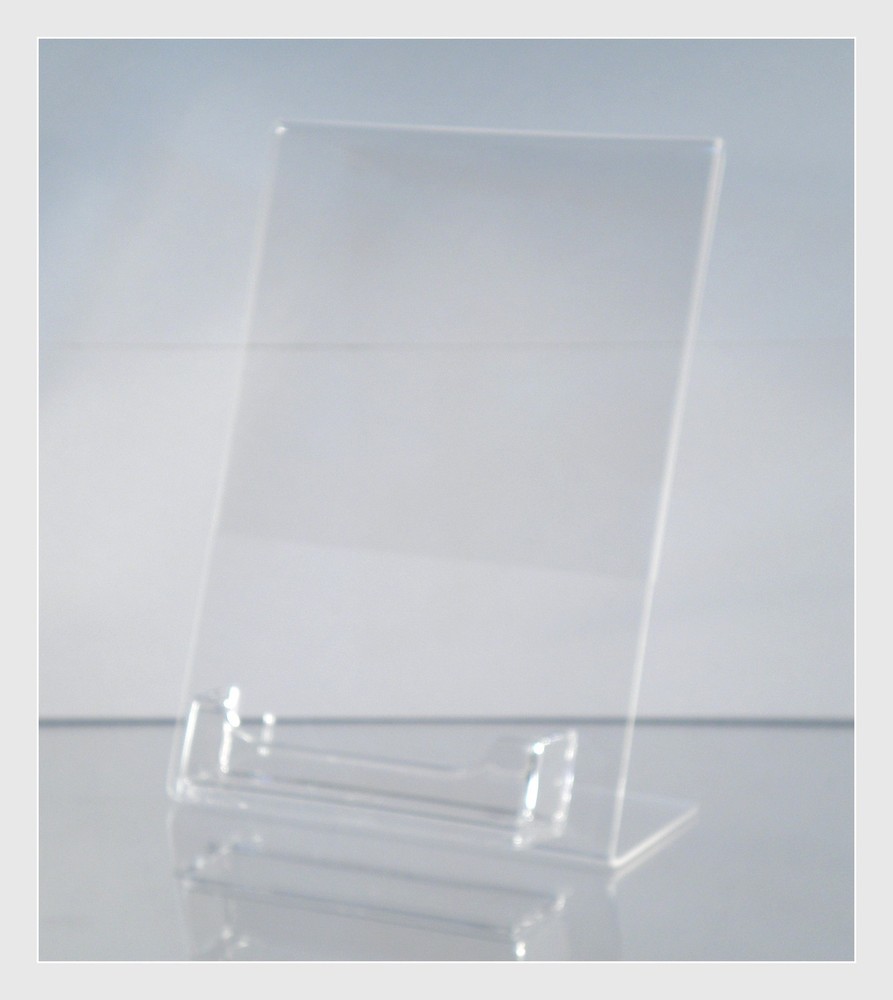 10 Acrylic 5″ x 7″ Slanted Picture Frame Holders with Business Card Holder