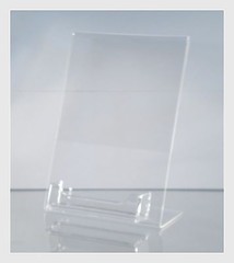 10 Acrylic 5″ x 7″ Slanted Picture Frame Holders with Business Card Holder