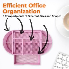 Pen Holder Desk Organizer – 9-Compartment Pencil Holder Desk Organizer with D…