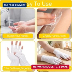 6 pairs White Fingerless Moisturizing Gloves Cotton Hand Care Gloves for Dry Han